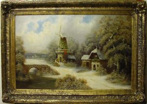 Windmuhle In Verschneiter Landschaft by Giovanni Alberti