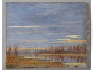 Bord De Riviere Au Soleil Couchant by Paul Bocquet