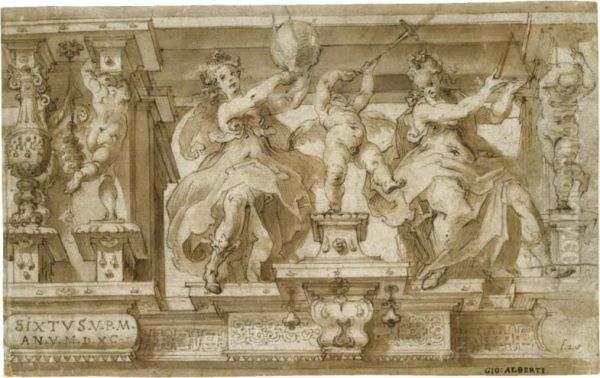 Design For A Decorative Frieze With Allegorical Figures Of Geometry And Astronomy - view 1