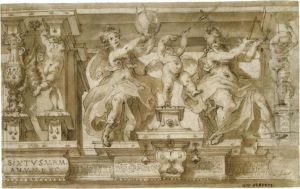 Design For A Decorative Frieze With Allegorical Figures Of Geometry And Astronomy by Giovanni Alberti