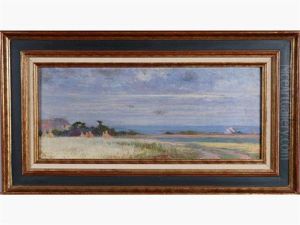 Bord De Mer Avec Maisons Et Champs En Bretagne by Paul Bocquet