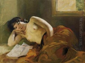Italienne Revassant A La Lecture by Pierre Bodard
