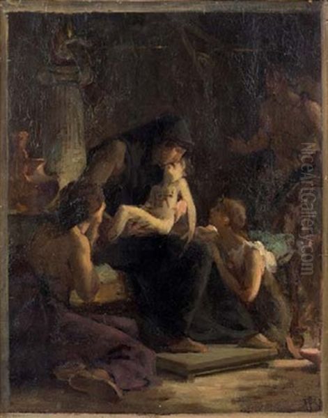 Ceres Rendant La Vie A Un Enfant Esquisse De Faune (+ Ceres Rendant La Vie A Un Enfant, Prix De Rome; Study; Double-sided) - view 1