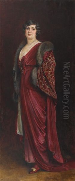 Portrait Of A Lady In Red Dress - view 1