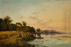Harvesters Along A Lake by Edwin Henry Boddington