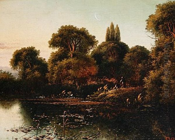 A Lake Scene At Sunset - view 1