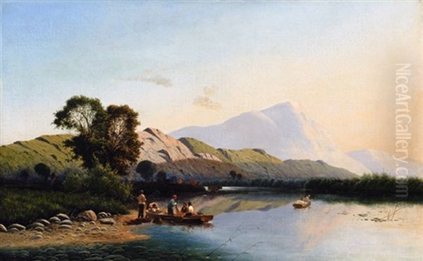 Highland Landscape With Fishermen - view 1