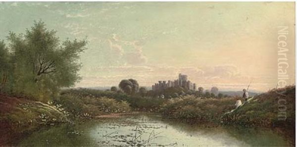 Anglers Along The Thames, With Windsor Castle Beyond - view 1