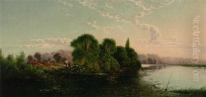 Anglers On A Riverbank On A Summer's Day Anglers On A Riverbank On A Summer's Day