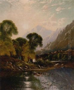 Anglers On A Bridge In A Highland Landscape