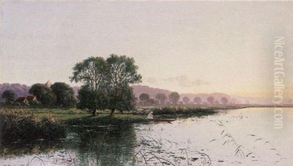 River Scene At Sunset - view 1