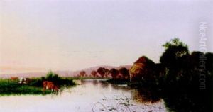 Cattle Watering Near A Mill