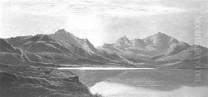 Travellers Before A Lake In A Landscape by Edwin Henry Boddington