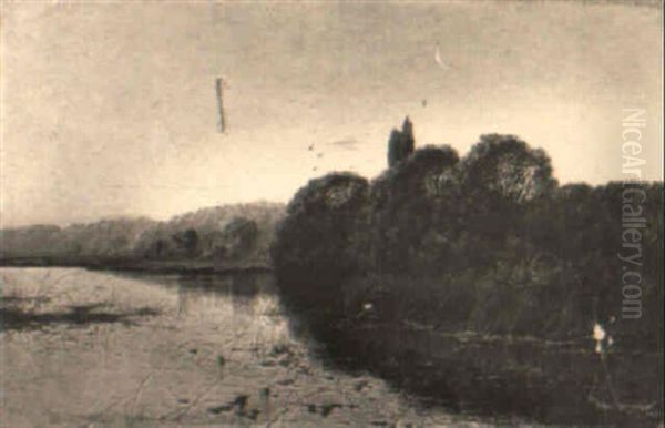 River Landscape At Dusk - view 1