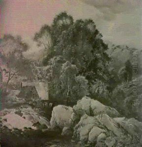 Figures By A Watermill by Edwin Henry Boddington