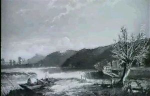 Flusslandschaft Mit Angler by Edwin Henry Boddington