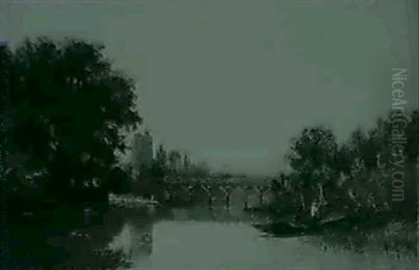 Flusslandschaft Mit Brucke - view 1