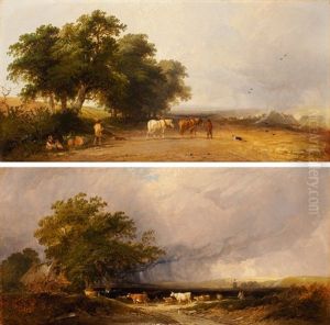 Gegenstucke: "ackernde Bauern Mit Pferden Vor Einer Baumgruppe by Henry John Boddington