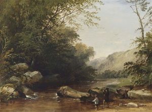 Anglers On A River (+ Gypsy Encampment; 2 Works) by Henry John Boddington