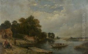Landscape With River And Figures by Henry John Boddington