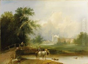 A View On The Left Bank Of The Thames, Showing Eton College by Henry John Boddington