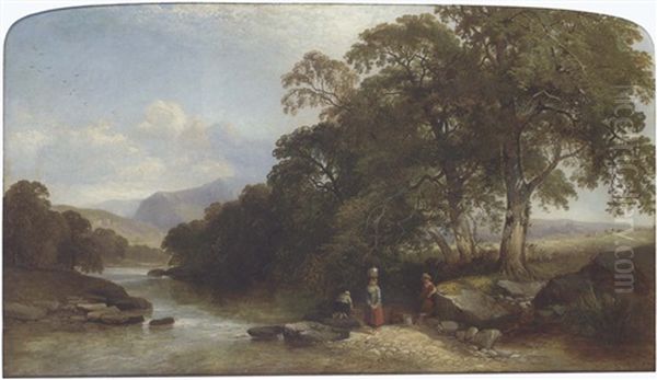 Children In A Welsh River Landscape - view 1