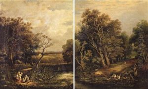Figures Fishing By A Stream Figures Fishing By A Stream