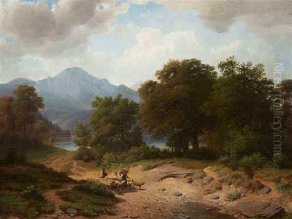 Mountainous Landscape With Shepherds - view 1