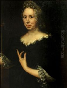 A Portrait Of A Lady, Half-length, Wearing A Black Dress Trimmed With Lace by Johann Friedrich Bodecker