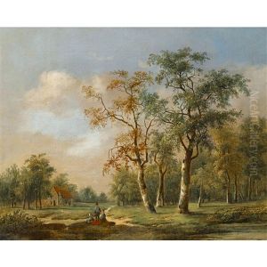 Landschaft Mit Birken, Haus Und Staffage by Willem Bodemann