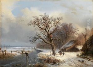 Winterlandschaft Mit Eislaufern