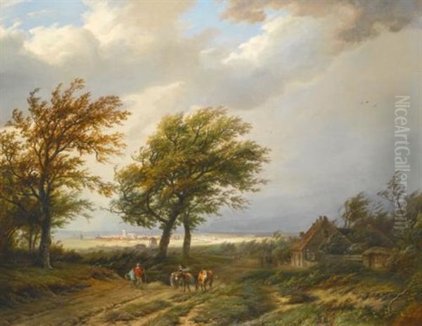Travellers In A Windswept Landscape - view 1