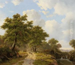 Bewaldete Landschaft Mit Hirten by Willem Bodemann