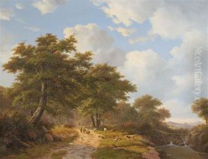 Landschaft Mit Wanderern Und Rastenden Hirten by Willem Bodemann
