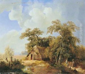 Landschaft Mit Einer Scheune An Einem Teich by Willem Bodemann