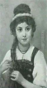 Kleines Madchen In Sonnatagstracht. by Alphons Bodenmueller