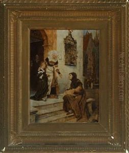Scene From A Church Stairs, Which Provide Alms To The Poor