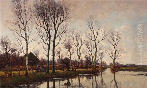 The Gathering Of Birch Wood By The Waterside - view 1
