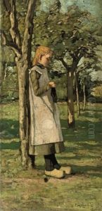 Knitting In The Garden (+ An Extensive River Landscape, Verso) by Paul Bodifee