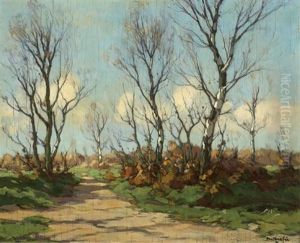 Berkenweg In Najaar, Depicting A Path In Autumn