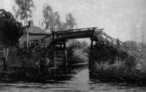 Haus Mit Kleiner Brucke Am Fluss by Paul Bodifee