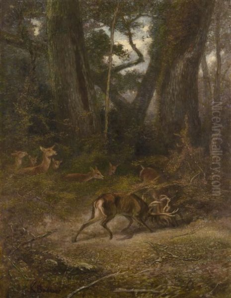 Zwei Kampfende Hirsche - view 1