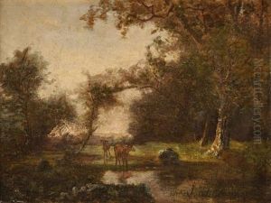 Chevreuils En Foret by Karl Bodmer