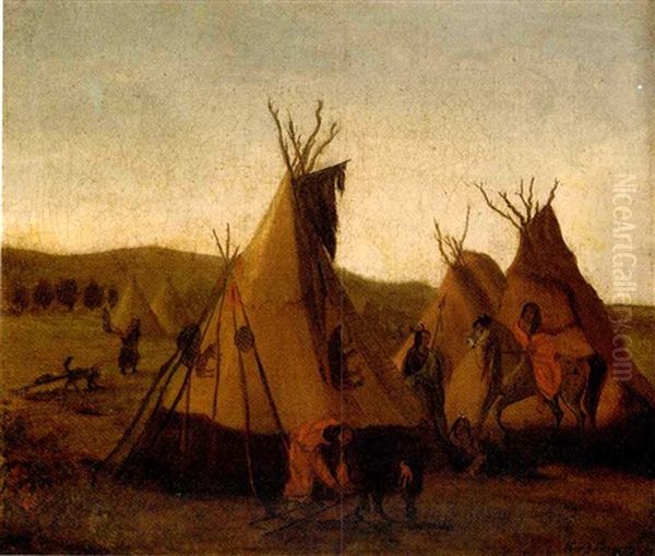 An Assiniboin Encampment At Fort Union (tent Of An Assiniboin Chief) - view 1