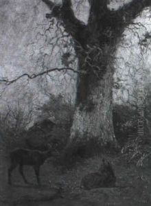 Rehe Im Wald by Karl Bodmer
