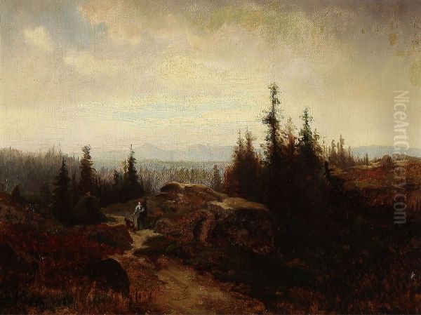 Norwegian Mountain Landscape With A Wanderer - view 1