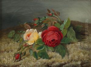 Blomsterstilleben Med Roser by Frants Diderik Boe