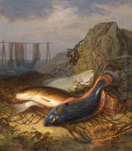 Deux Saumons Dans Un Filet by Frants Diderik Boe