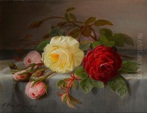 A Still Life Of Roses by Frants Diderik Boe