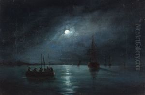 Einschiffung Bei Mondschein by Johann Friedrich Boeck